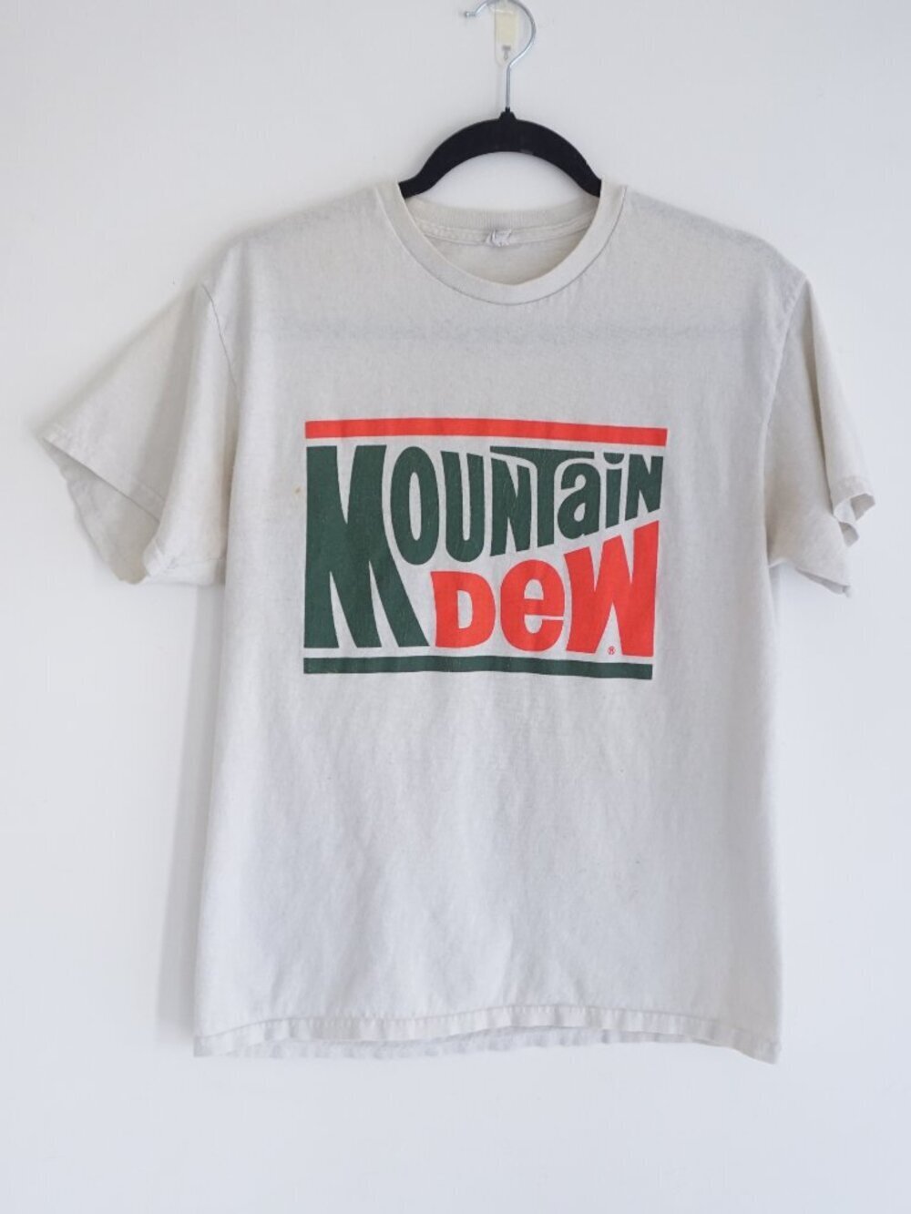 Mountain Dew White Logo Graphic Single Stitch Cotton Promo T Shirt Beverage M
